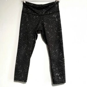 LULULEMON Wunder Under Crop II Luon  Star Crushed Coal Black Leggings Size 6